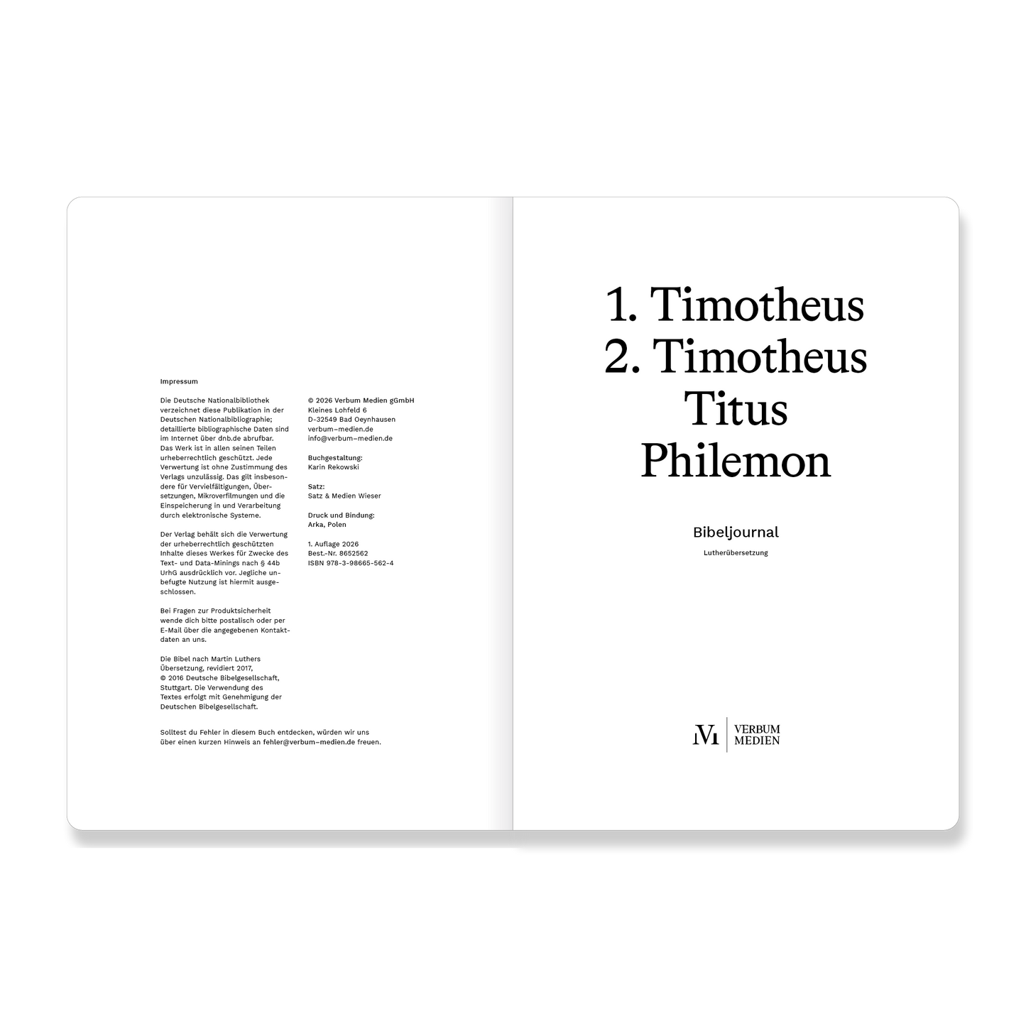 1.–2. Timotheus, Titus & Philemon (Bibeljournal)